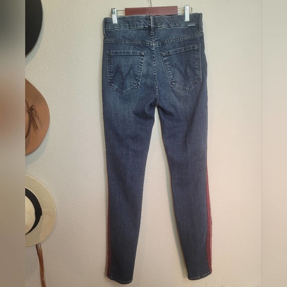 MOTHER LOOKER STRIPE ANKLE HERE KITTY GLITTER RACER SKINNY JEANS 26 - Picture 11 of 12